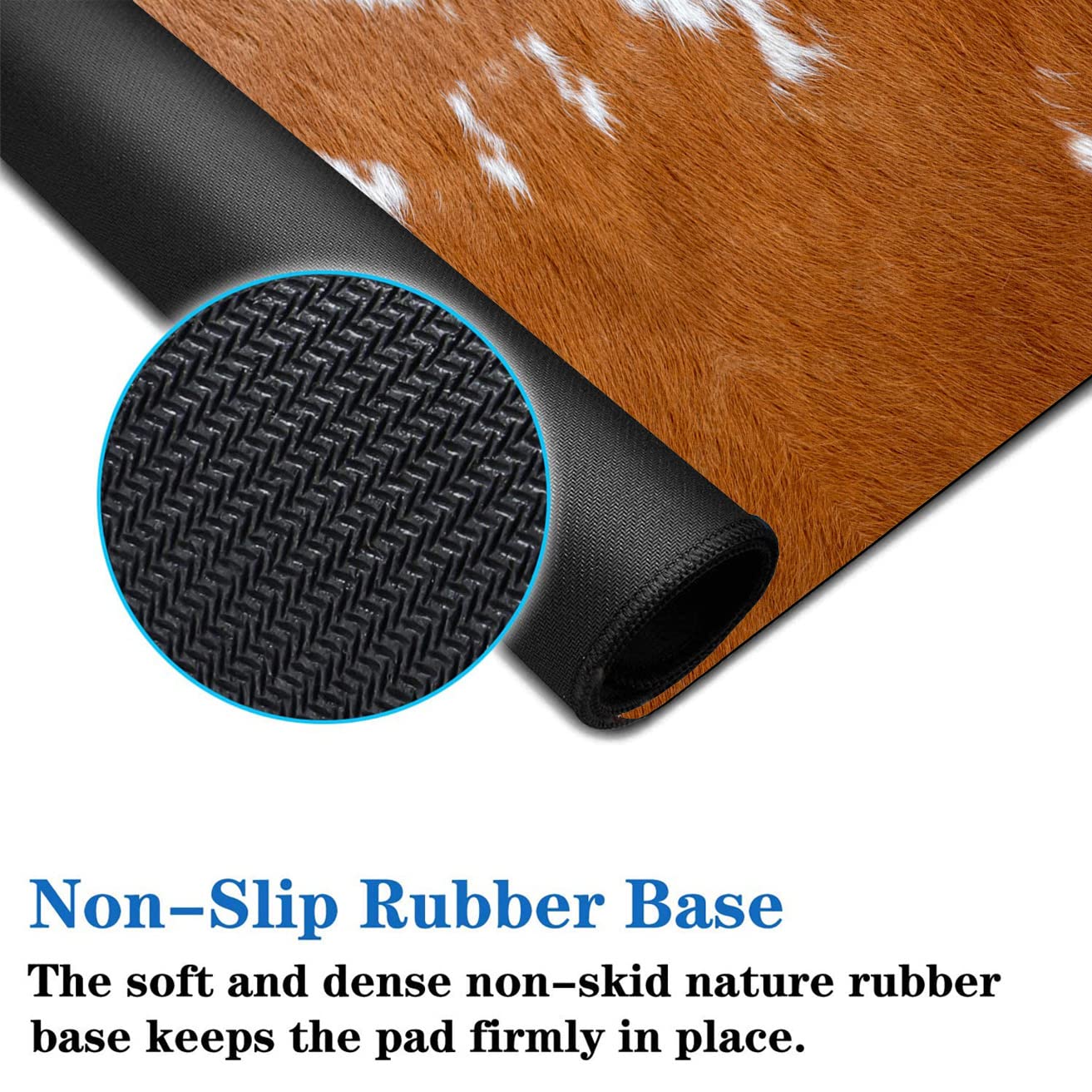3-Piece Premium Mouse Pad Set - Large Anti-Slip Desk Mat with Stitched Edges, Memory Foam Wrist Rest & Coaster - Cowhide Leopard Brown Design for Office & Home Use - Perfect for Gaming, Work & Computer Comfort