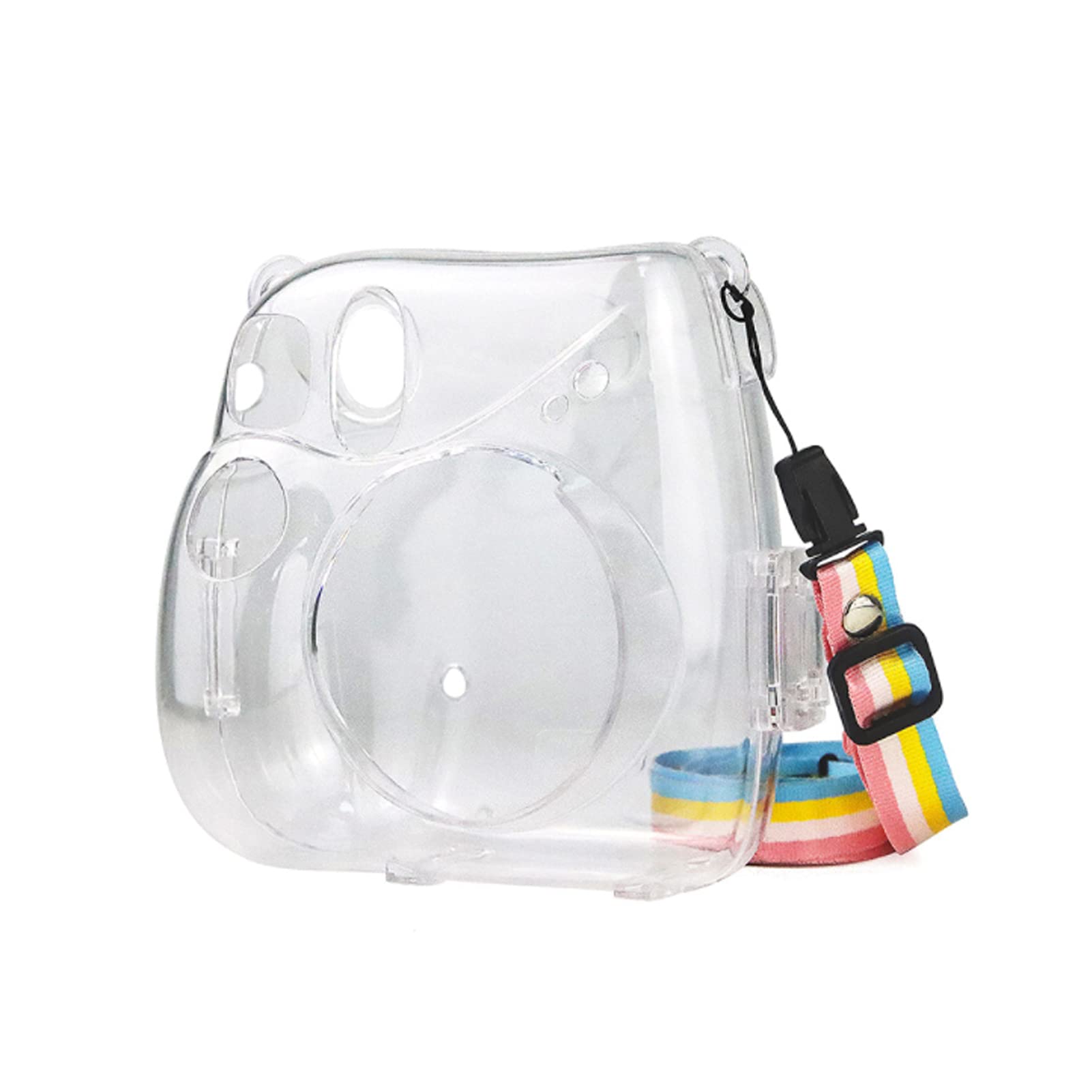 Fujifilm Instax Mini 7+ 7 Plus Clear Camera Case with Removable Shoulder Strap - Crystal Protective Cover for Instant Camera - Perfect for Travel, Parties & Everyday Use