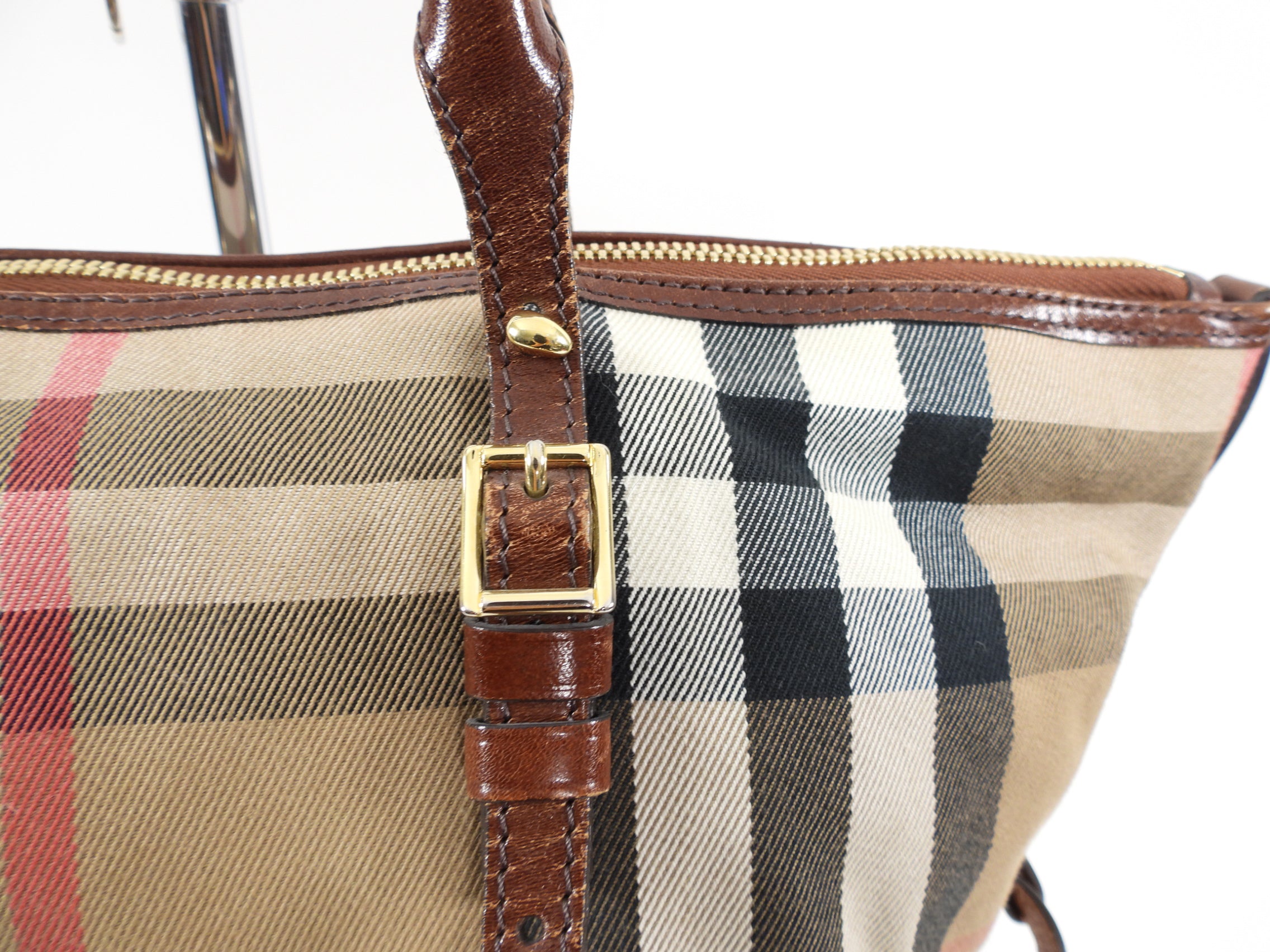 Burberry Check Fabric Tote Bag with Teddy Bear Charm - Stylish Designer Handbag for Women, Perfect for Work, Travel & Everyday Use