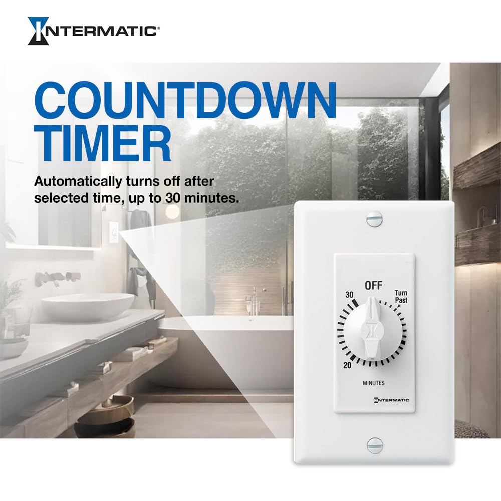 Intermatic SW30MWK 30-Minute Spring Wound Timer - White Mechanical Timer for Lights & Appliances - Energy Saving & Easy Installation - Perfect for Home, Office & Outdoor Use