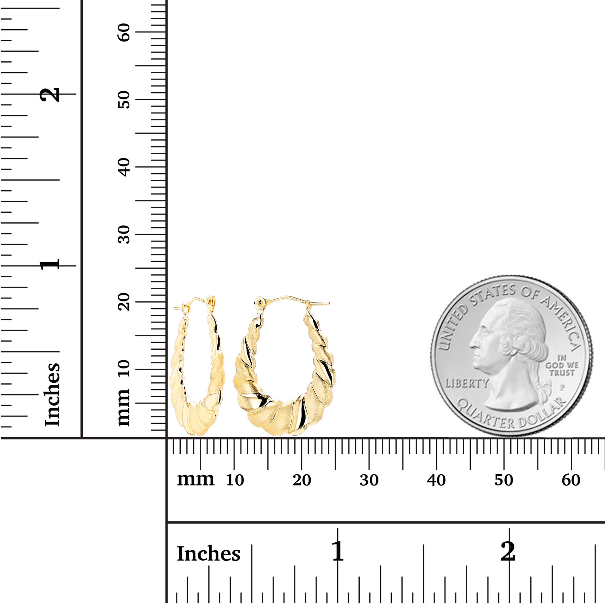 14K Solid Gold Twisted Shrimp Hoop Earrings for Women - Hypoallergenic Sensitive Ear Friendly Jewelry (2x21mm) | Elegant Everyday Wear & Special Occasion Gift