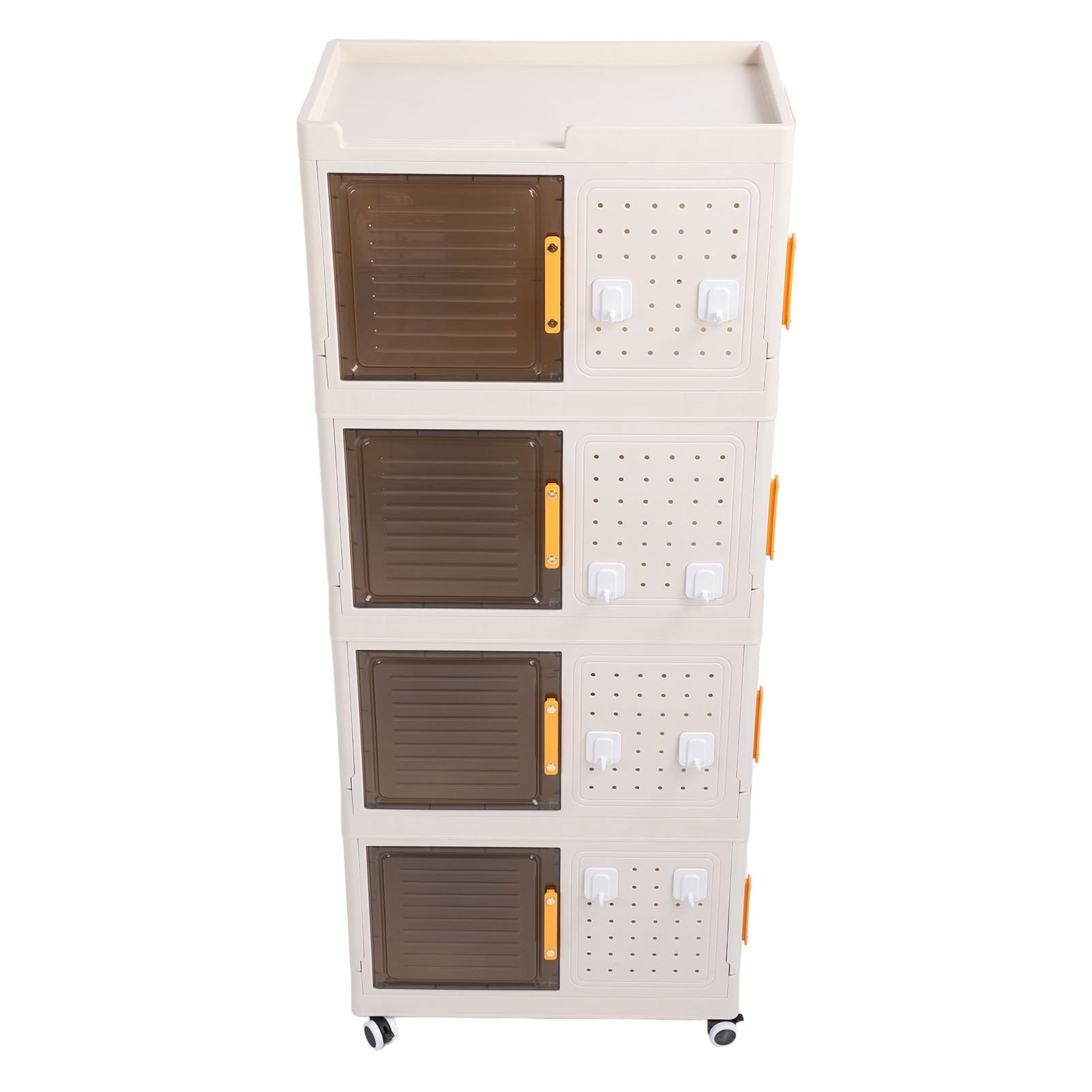 4-Tier Stackable PP Closet Organizer - Thickened & Portable Storage Bins for Snacks, Books & Home Organization | Perfect for Bedroom, Living Room & Office Use