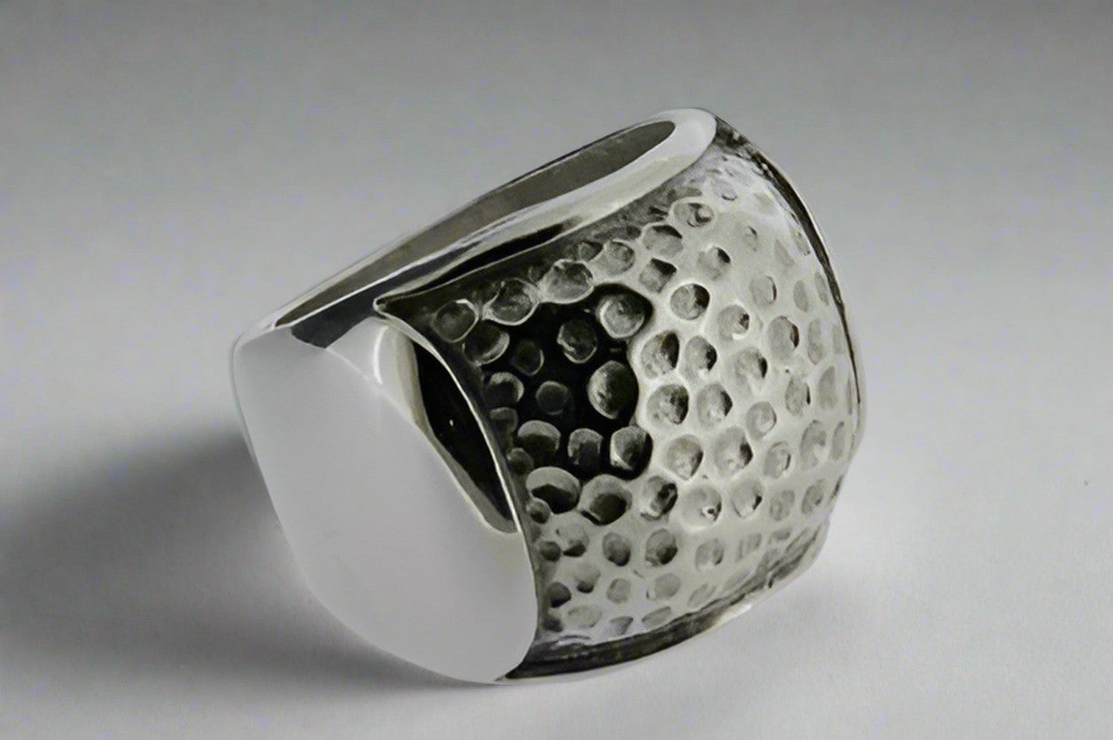 Hammered Signet Ring for Men & Women - Sterling Silver 925 - Vintage Style Jewelry for Everyday Wear & Gifting
