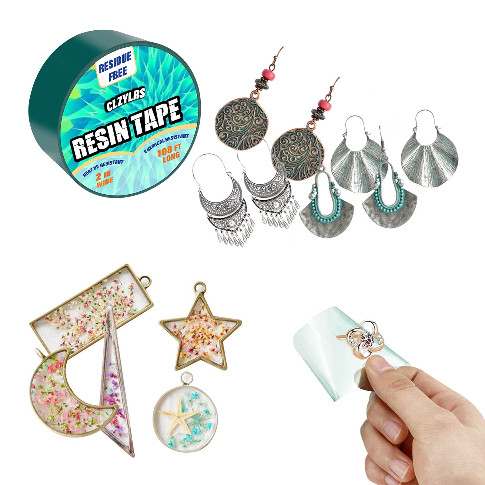 Premium Resin Tape for Epoxy Molding - High Temp Silicone Adhesive Craft Tape for River Tables, Jewelry Making & DIY Projects - Perfect for Epoxy Resin Art, Hollow Frames & Pendant Creation