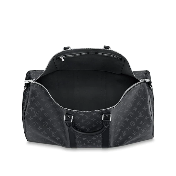 LV Keepall Bandouliere 55 Monogram Eclipse Travel Duffle Bag - Stylish Carry-On Luggage for Weekend Getaways & Business Trips