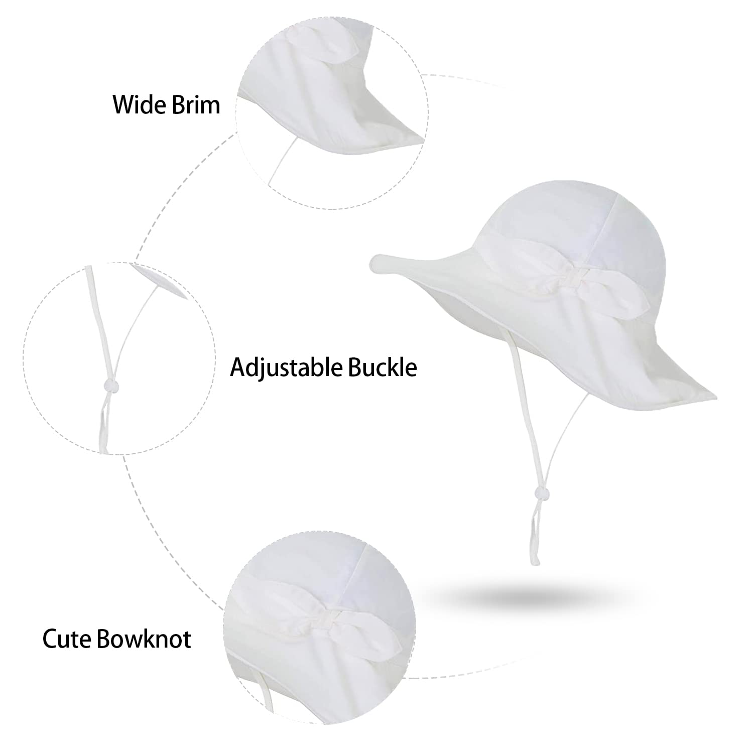 Baby Girls Sun Hat UPF 50+ Wide Brim Bucket Hat for Toddlers - UV Protection Beach Hat for Infants, Summer Outdoor Play, Park & Pool Activities