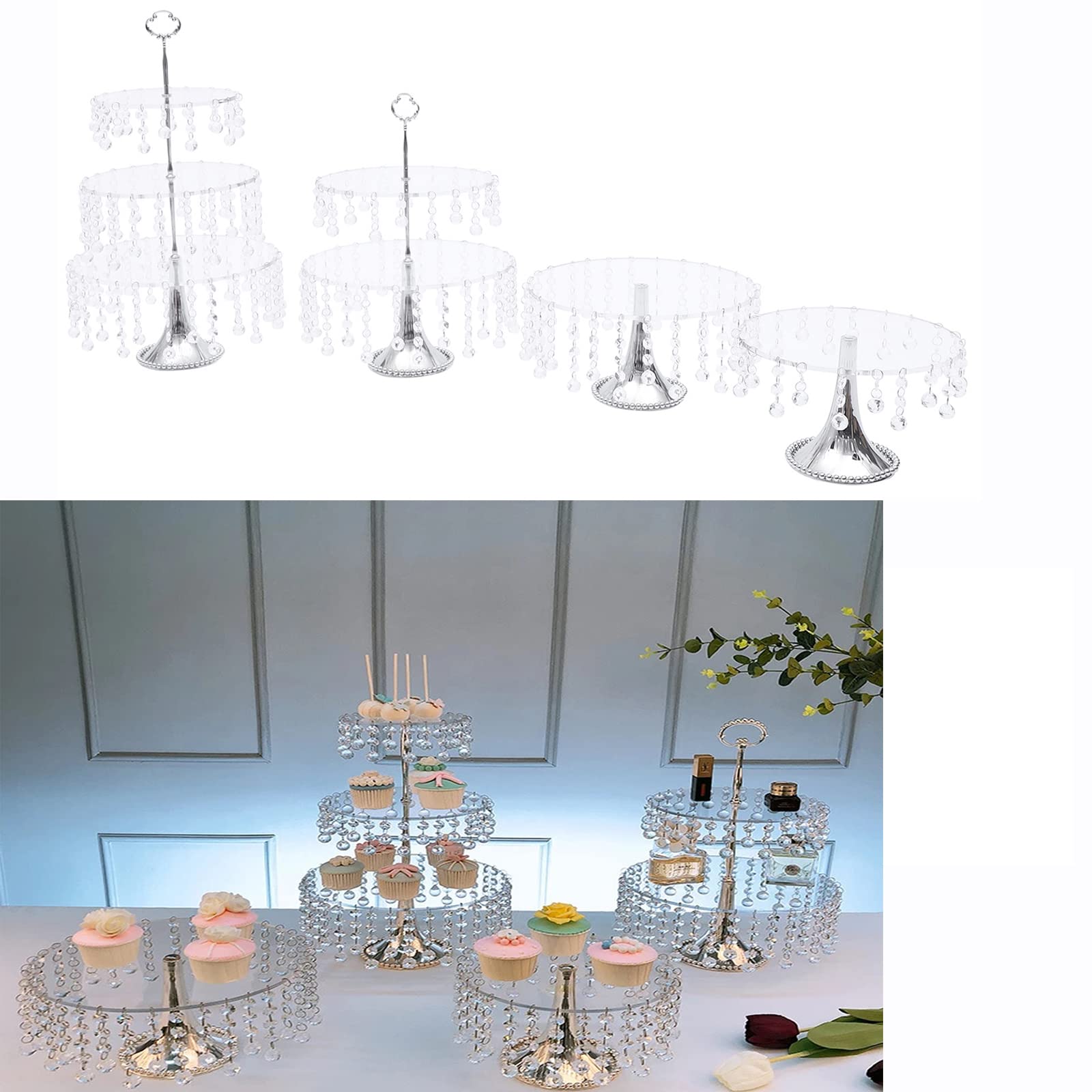 4-Piece Cake Stand Set for Wedding & Party - Elegant Dessert Cupcake Holder for Displaying Cakes, Fruits, Candies, Muffins & Pastries - Perfect for Dessert Tables, Buffets & Tea Parties