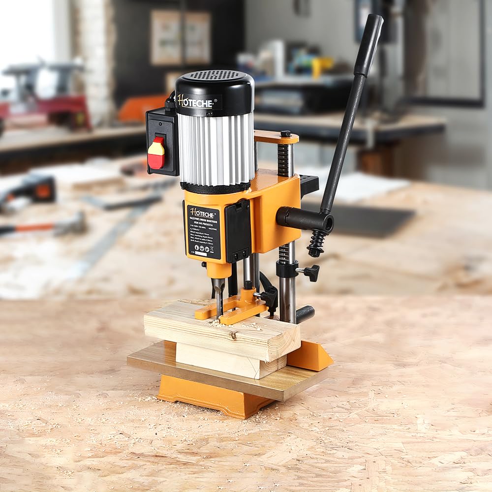 Hoteche 1/2HP Benchtop Wood Mortiser Machine with 3/8-Inch Chisel - Heavy Duty Mortising Tool for Cabinet Making, Furniture Joinery & Woodworking Projects