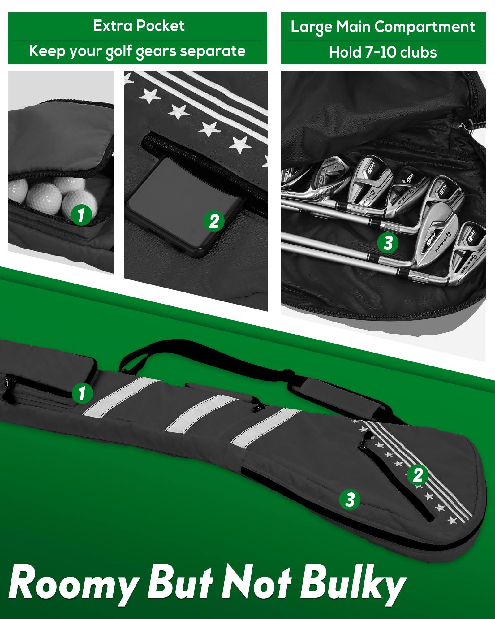 Lightweight Foldable Golf Sunday Bag with Shoulder Strap - Big Teeth Design for Driving Range & Par 3 Courses - Perfect for Practice Sessions with Few Clubs (Multi-Color Options)