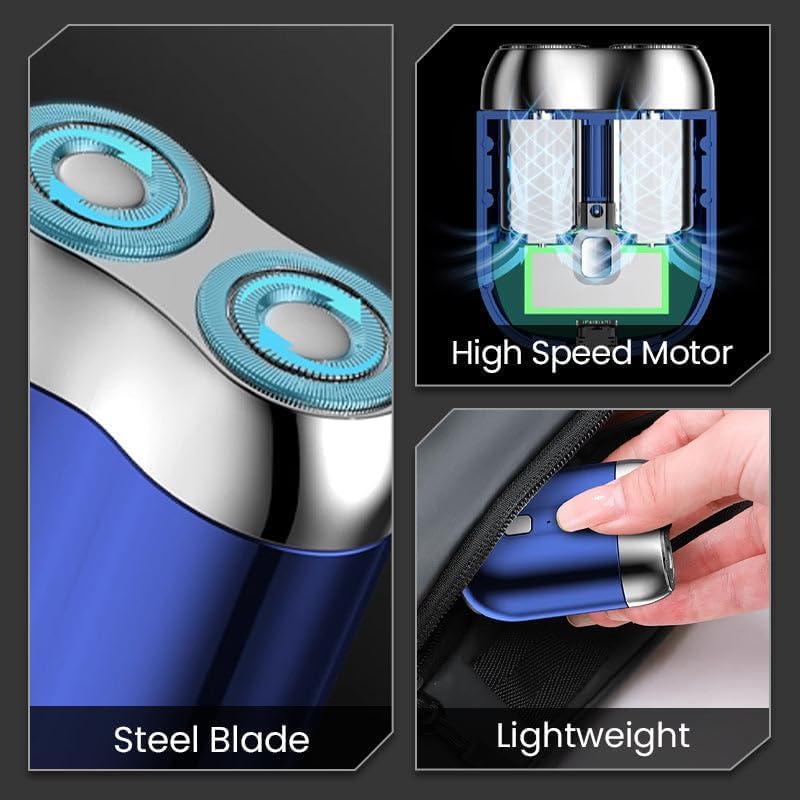 Upgraded Mini Dual-Head Electric Shaver - USB Rechargeable, Waterproof, Compact Travel Razor for Men - Perfect for Home, Office, Car & Business Trips (Gray) | Portable Grooming for Beards & Stubble on the Go