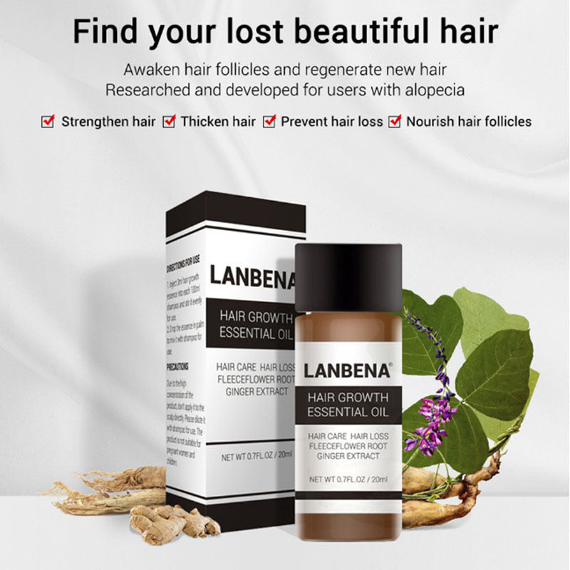 LANBENA Hair Growth Essential Oil - 20ml Natural Treatment for Hair Loss Prevention & Scalp Care - Perfect for Thinning Hair & Healthy Hair Regrowth at Home