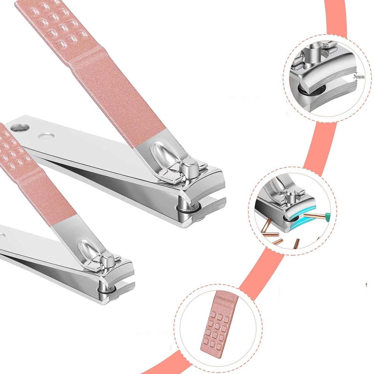 Professional MEI DE MODA 16-in-1 Manicure & Pedicure Set - Stainless Steel Nail Clippers, Cuticle Cutter & Grooming Kit for Men & Women (Pink) - Travel Case Included | Perfect for Home, Salon & Travel Nail Care