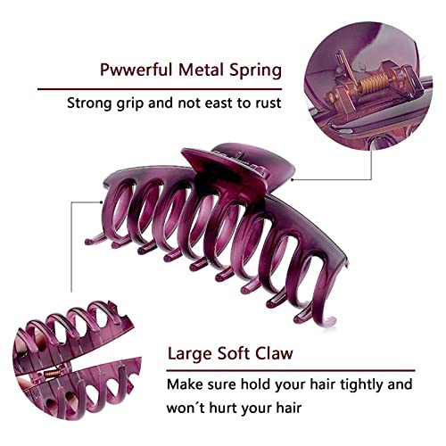 Large Hair Claw Clips 6PCS - Colorful Hair Clips for Women with Strong Hold for Thick & Fine Hair (Includes 6 Mini Hair Grips) - Perfect for Updos, Ponytails & Everyday Styling