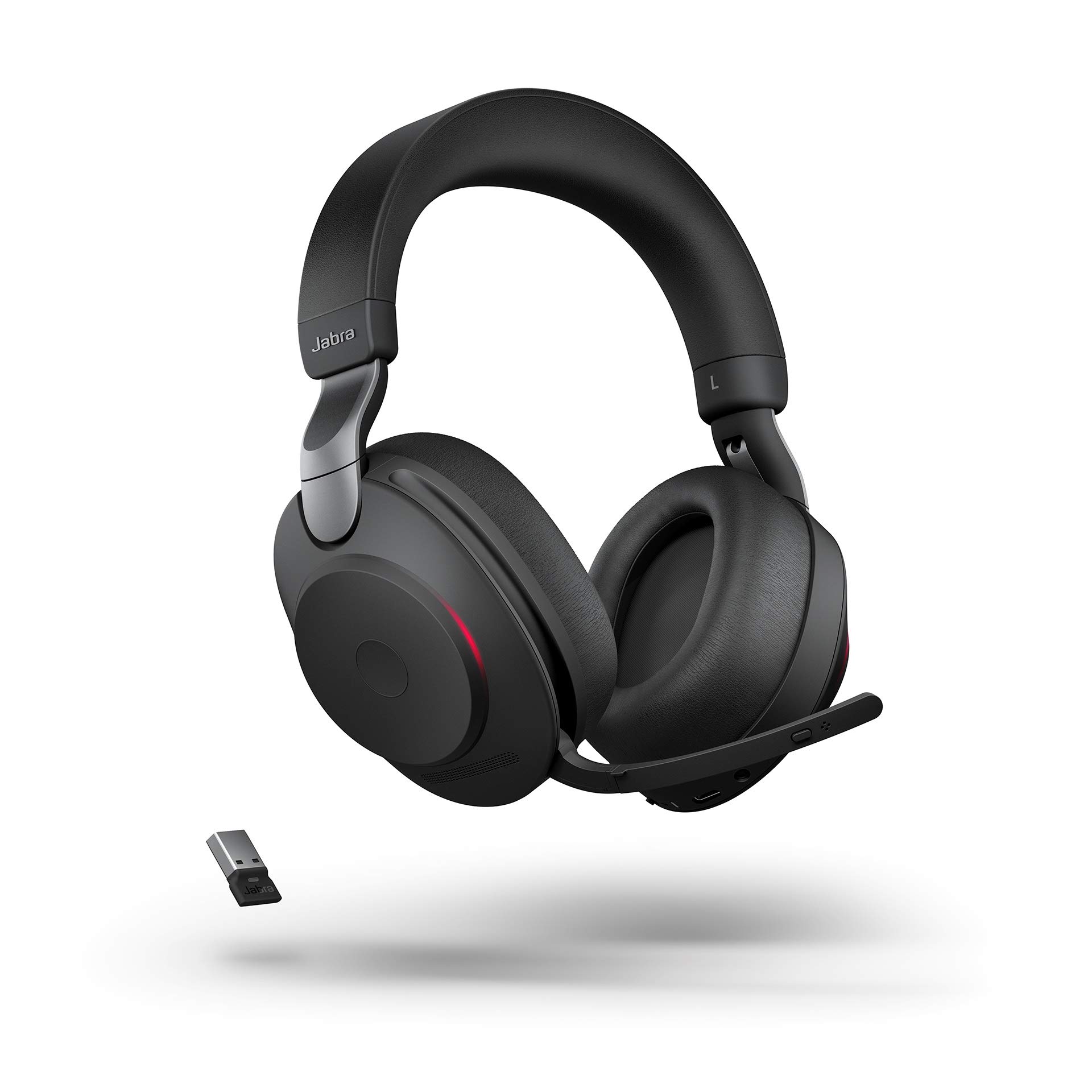 Jabra Evolve2 85 Wireless PC Headset with Charging Stand - Noise Cancelling UC Certified Stereo Headphones | 37-Hour Battery Life | USB-A Bluetooth Adapter | Black | Perfect for Remote Work, Video Conferencing & Office Use