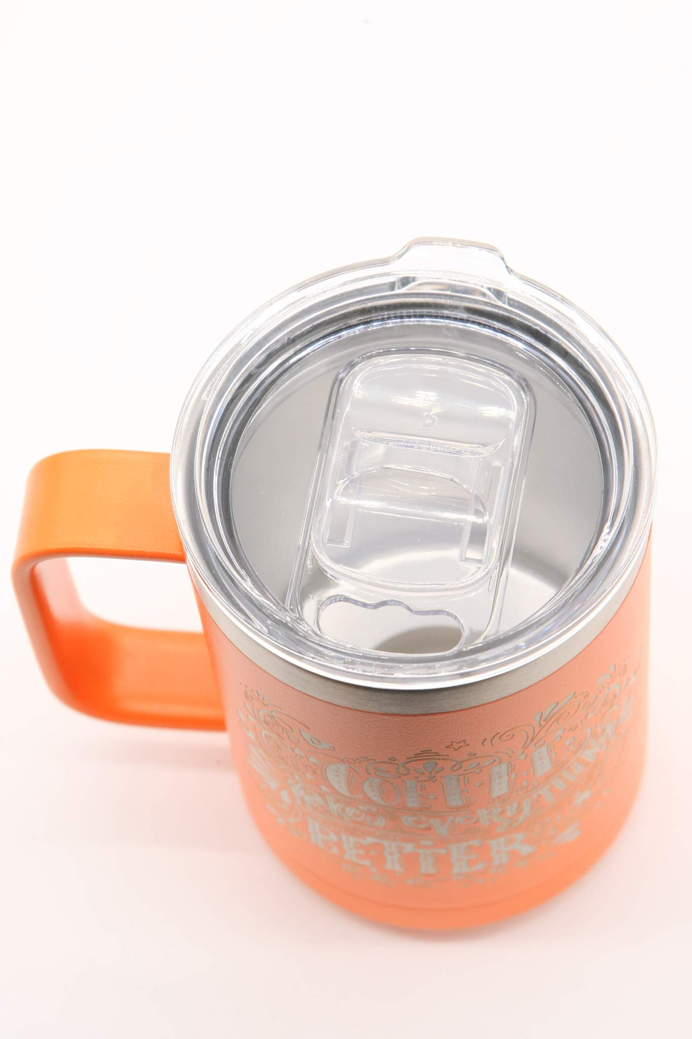 15oz Vacuum Insulated Coffee Mug - Keeps Drinks Hot/Cold for Hours - BPA-Free Stainless Steel Travel Tumbler with Lid (Orange) - Perfect for Office, Commuting & Outdoor Activities