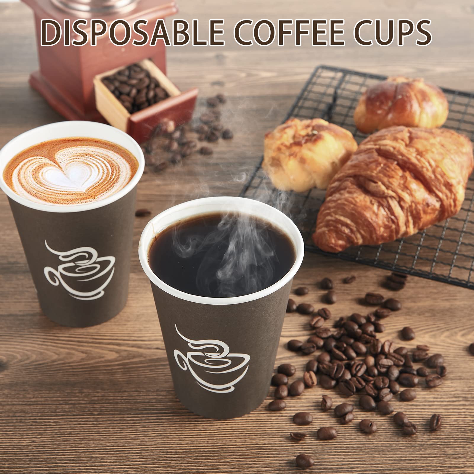 LITOPAK 240 Pack 12 oz Disposable Brown Paper Coffee Cups - Eco-Friendly Hot & Cold Drink Cups for Coffee, Tea, Cocoa - Perfect for Parties, Picnics, Travel, Office, Cafes, and Events
