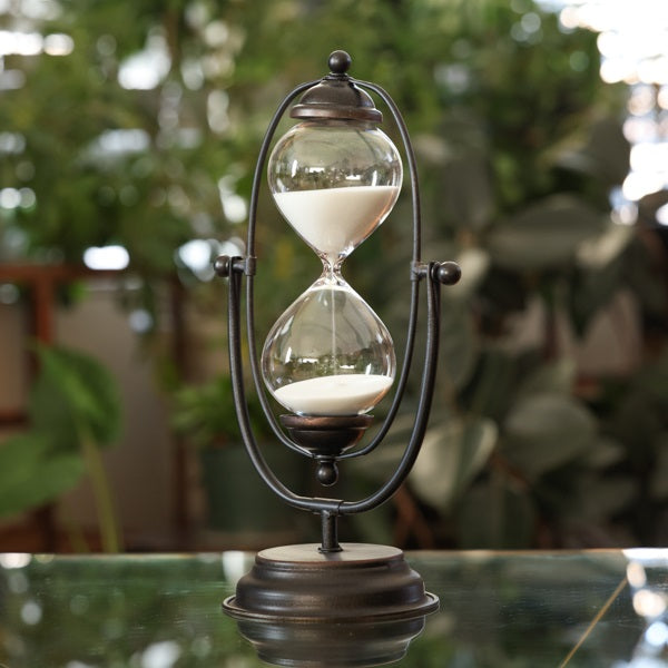 Vintage Rustic Metal 50-Minute Rotating Hourglass Timer - Perfect for Kitchen Cooking, Classroom Activities, and Office Productivity