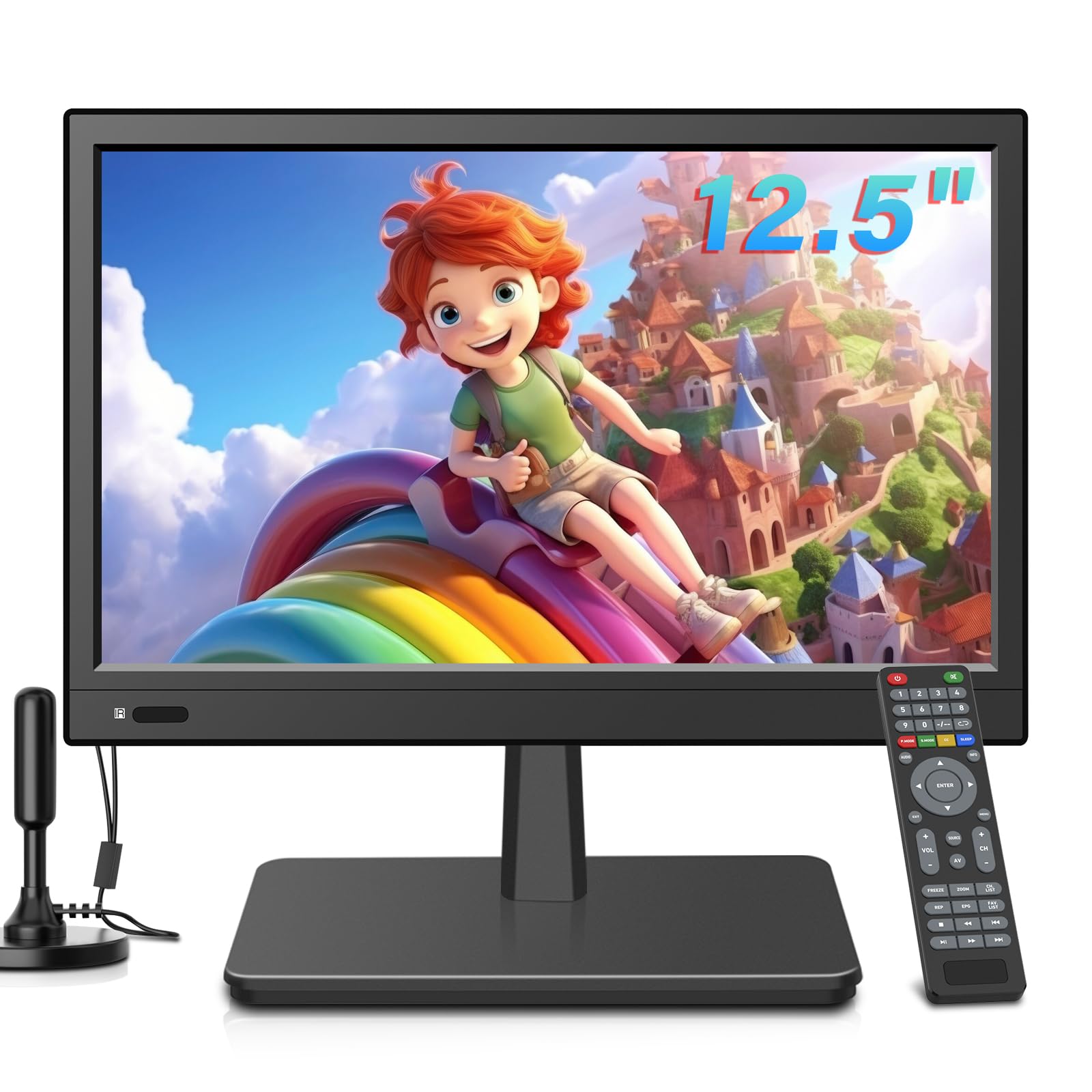 12.5 Inch Portable TV with HDMI & USB Input - Built-in Speakers, Lightweight Design for Bedroom, Kitchen, Camping - Perfect for Small Spaces & Travel Entertainment