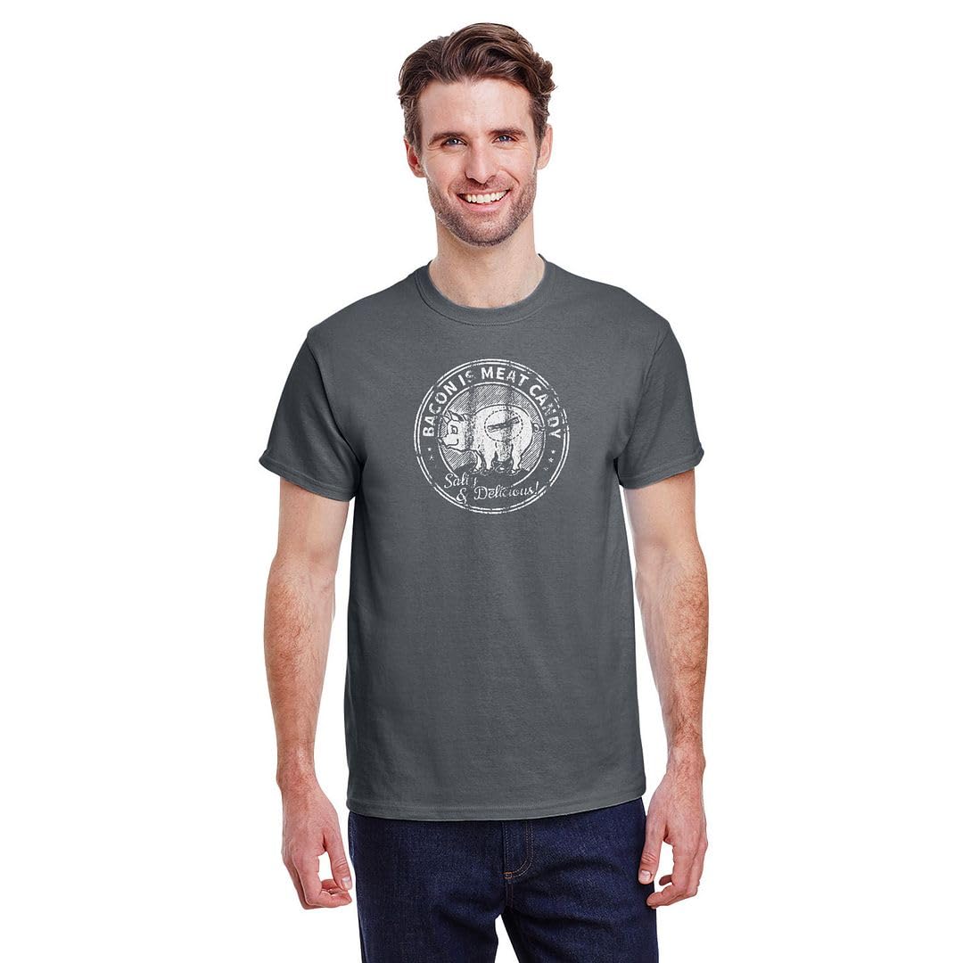DirtyRagz Men's Funny Bacon is Meat Candy Graphic T-Shirt - Casual Wear for BBQ, Parties & Gifts