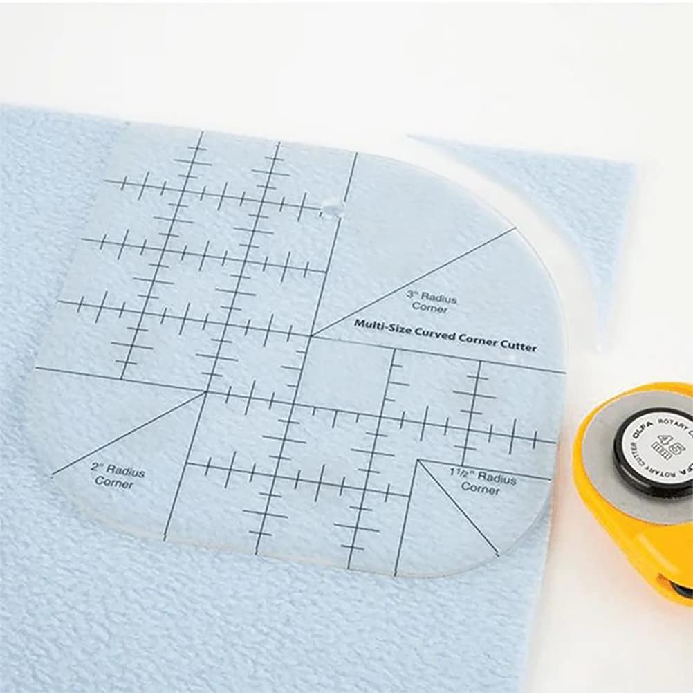 Creative Acrylic Sewing Curved Corner Cutter Quilt Ruler - 6x6 Inch Patchwork Template Tool for DIY Sewing & Quilting Projects - Perfect for Fabric Cutting, Scrapbooking, and Crafting