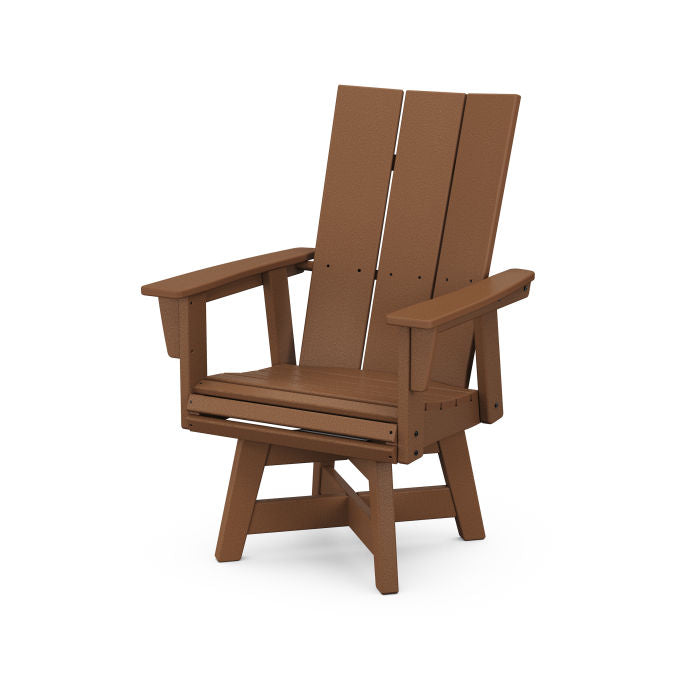 POLYWOOD Modern Curveback Adirondack Swivel Dining Chair - Weather-Resistant Outdoor Patio Furniture for Poolside, Garden & Deck Relaxation