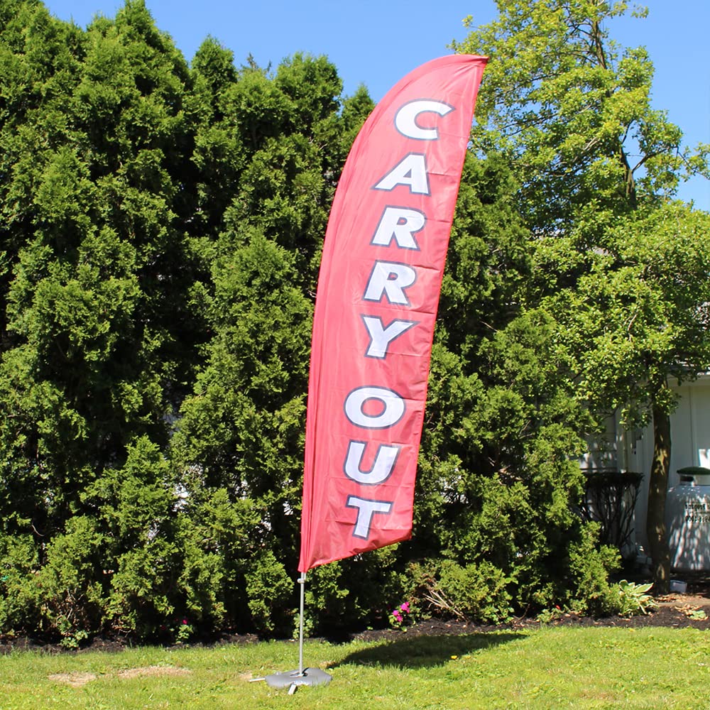 Vispronet 13.5ft Feather Flag Kit with Cross Base, Weight Bag & Pole Sleeve - Outdoor Advertising Banner for Restaurants, Shops, Cafes - Perfect for Grand Openings, Sales Events & Street Marketing - Made in USA