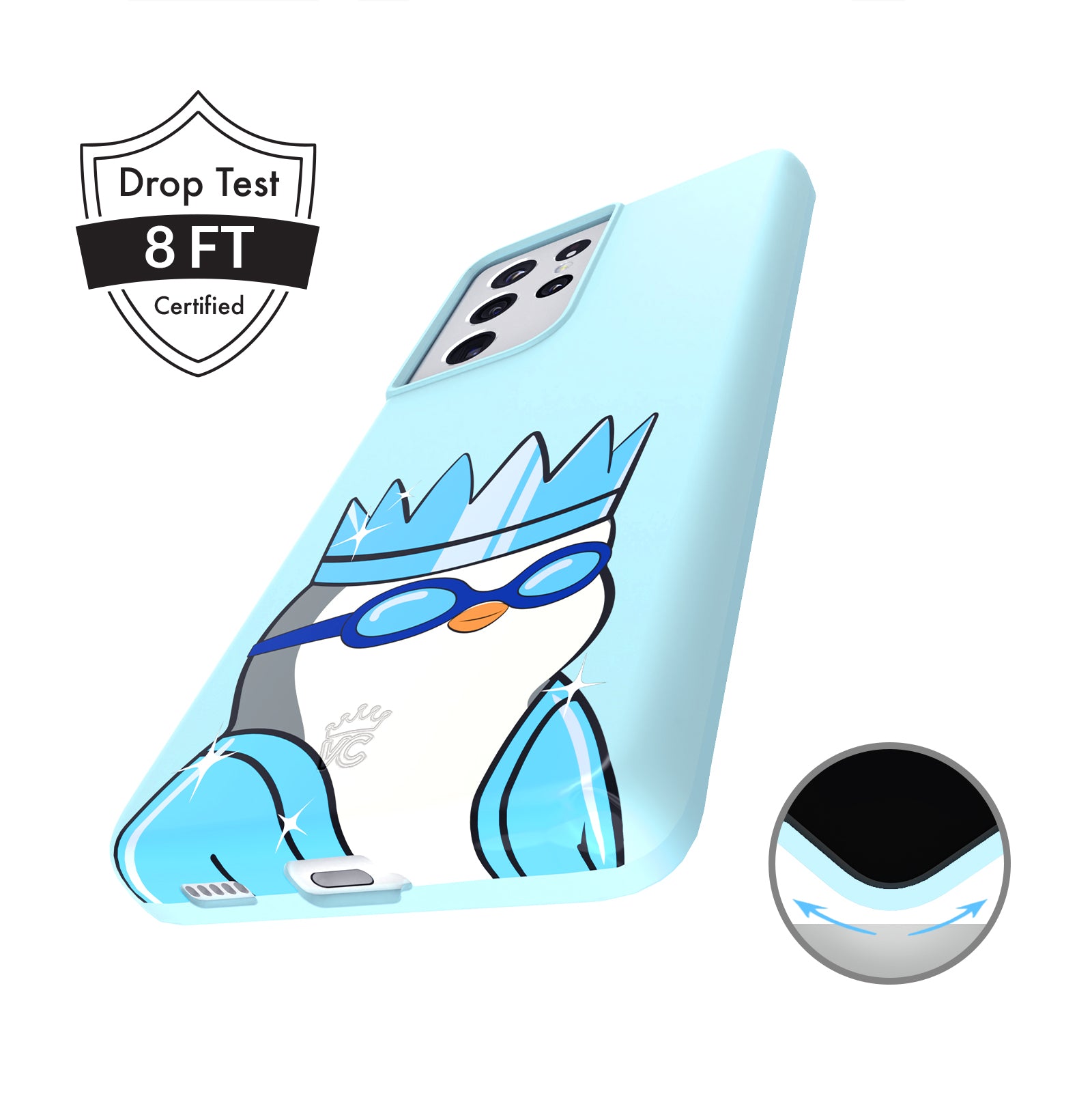 Pudgy Penguins Polar Blue Samsung Phone Case - Cute & Durable Protective Cover for Samsung Galaxy S23/S22/S21 - Perfect for Everyday Use, Travel & Gifting