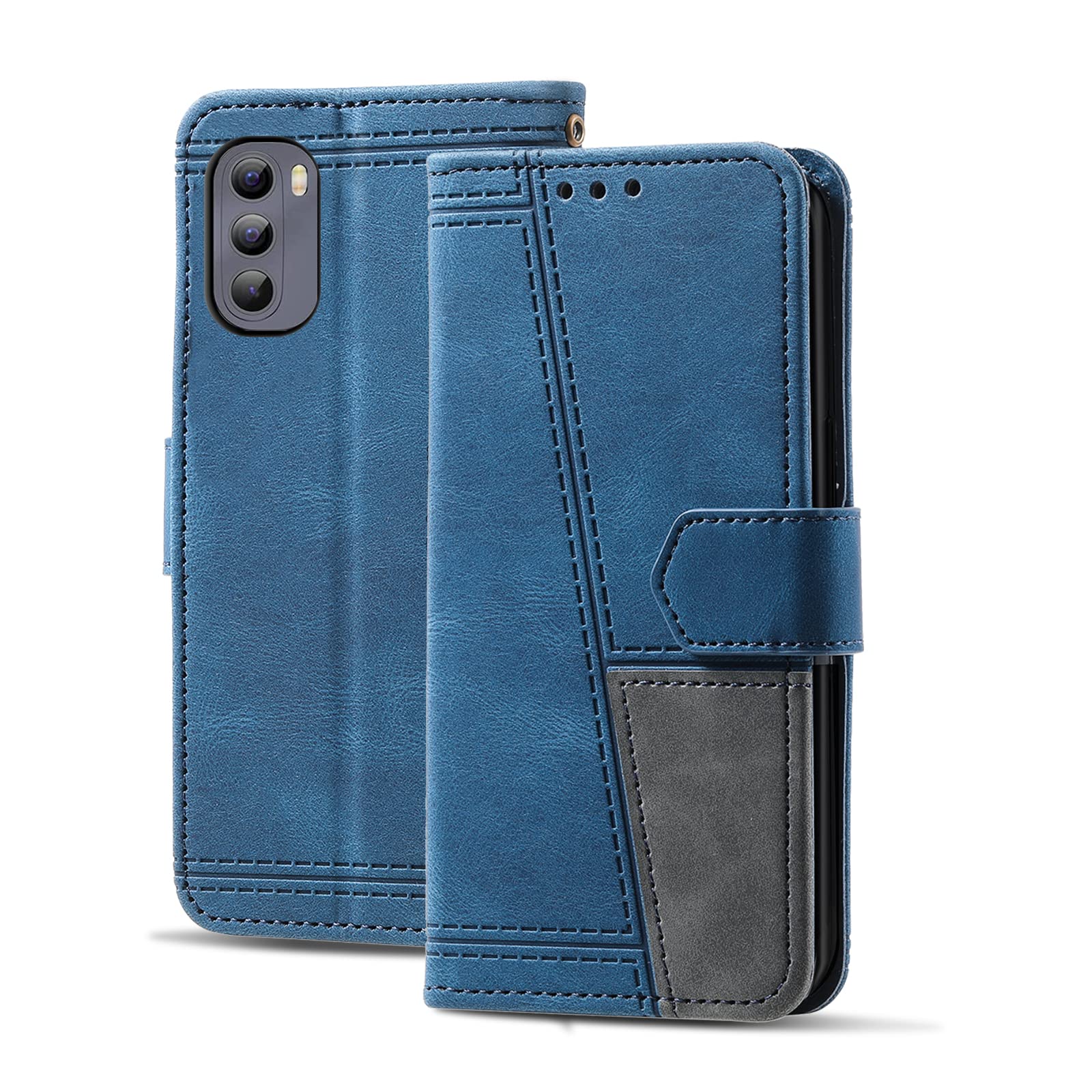 Premium PU Leather Magnetic Wallet Case for Moto G Stylus 5G 2022 - Shockproof TPU Bumper & Card Slots | Perfect for Work, Travel & Everyday Protection (Blue)
