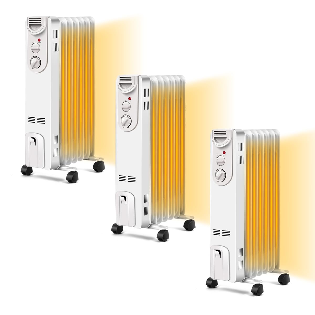 ARLIME 1500W Oil Filled Radiator Heater with Adjustable Thermostat - Portable Space Heater with 3 Heat Settings, Overheat & Tip-Over Protection - Energy Efficient Electric Heater for Home, Office, Bedroom & Living Room - Perfect for Winter Warmth & Indoor Comfort