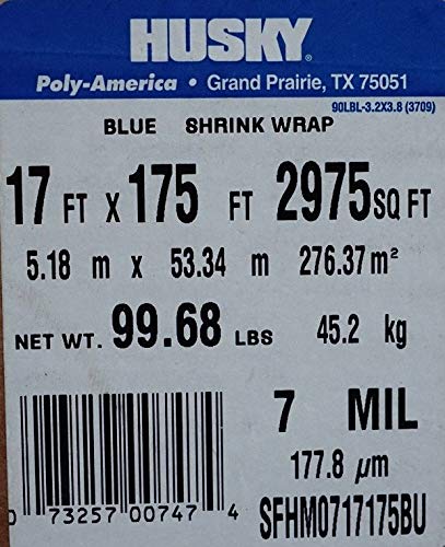Premium 7 Mil Boat Shrink Wrap - 17' x 175' Blue for Winter Storage & Protection