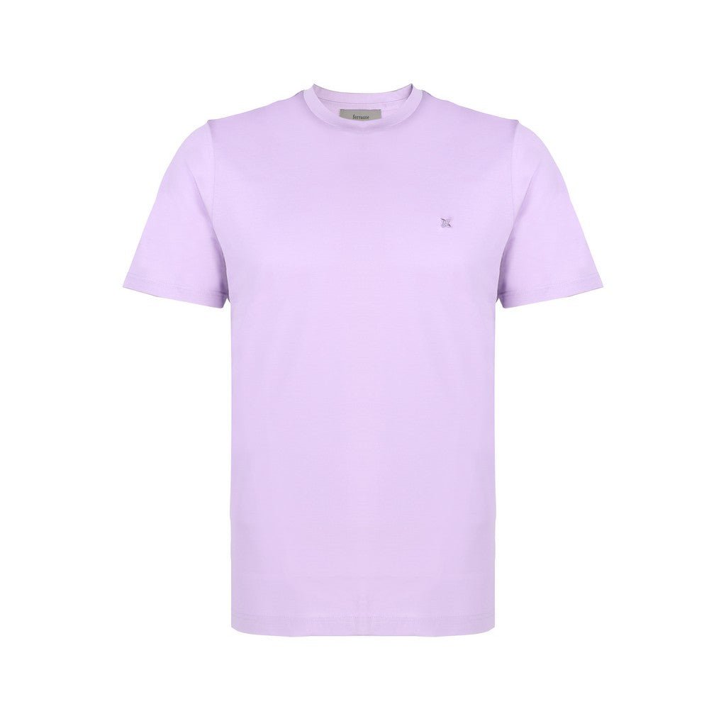FERRANTE Cotton Jersey Crew Neck T-Shirt for Women - Soft & Comfortable Lilac Tee - Casual Everyday Wear, Workout, and Lounge Outfits