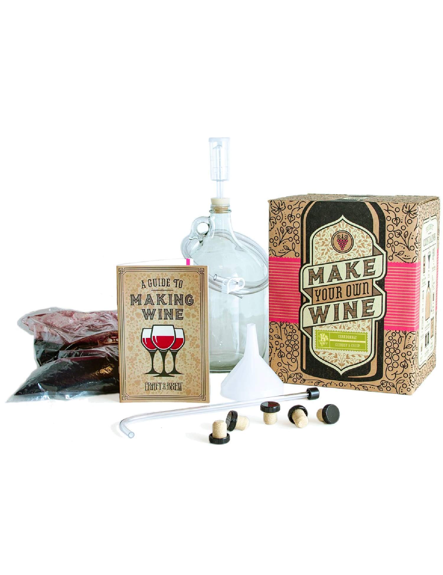 Craft A Brew Home Chardonnay Making Kit – Complete Wine Brewing Supplies for Beginners with Ingredients – Perfect for Home Winemaking, Gifts & DIY Wine Lovers