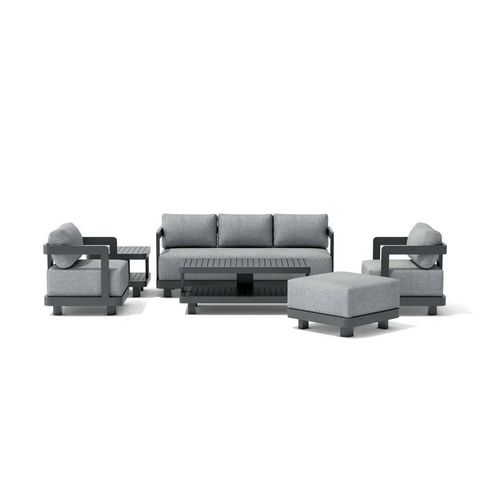 Anderson Teak 6-Piece Granada Aluminum Deep Seating Patio Furniture Set 901 AL - Outdoor Dining & Lounge Set for Garden, Poolside & Backyard Relaxation