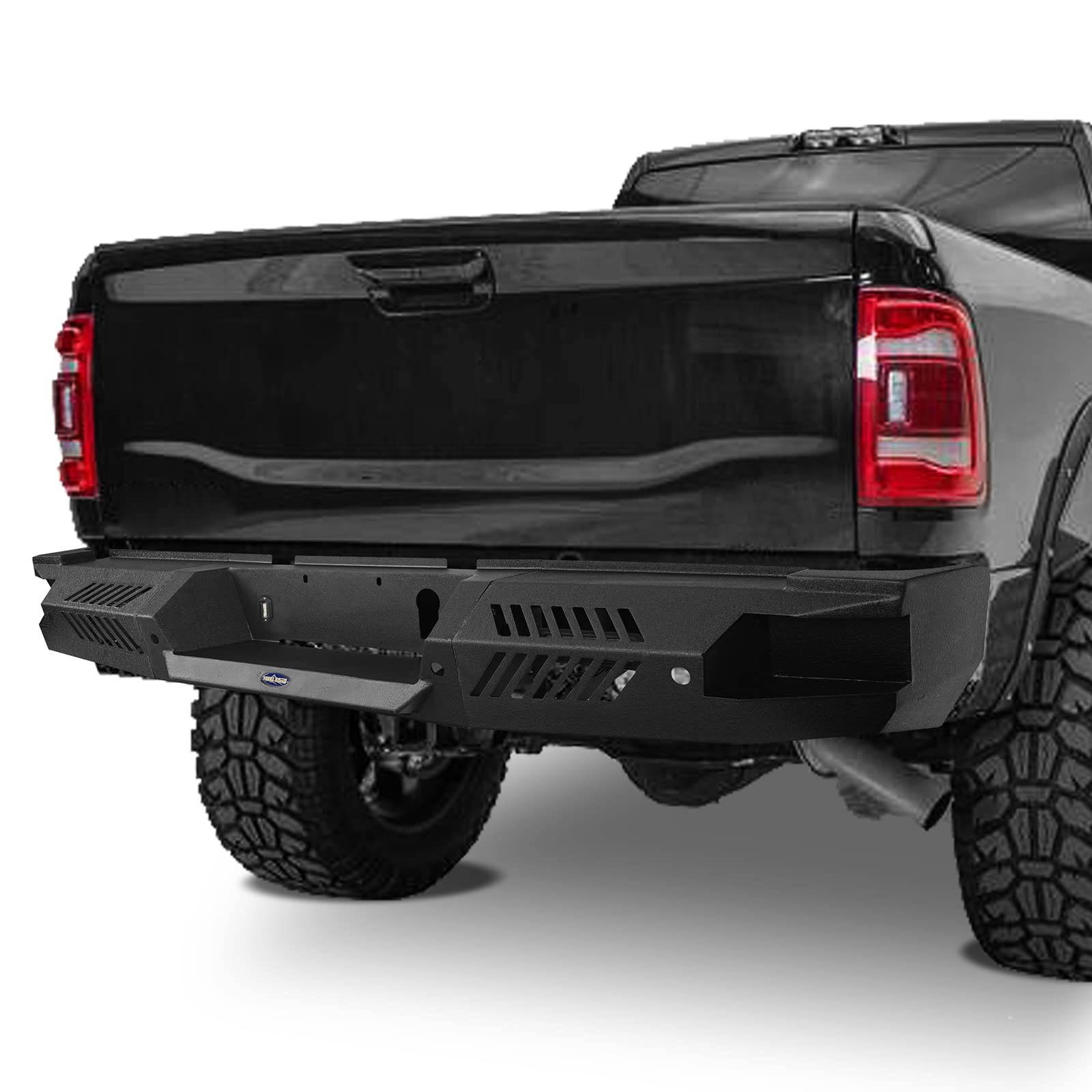 Hooke Road Heavy Duty Steel Rear Bumper with LED Lights for 2019-2024 Dodge Ram 2500 | Off-Road Truck Bumper for Enhanced Protection & Style | Perfect for Trail Riding, Towing & Off-Road Adventures