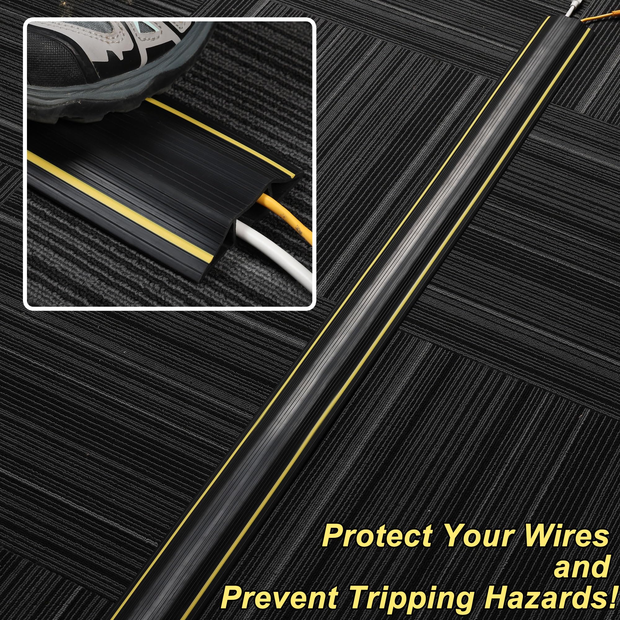 ZhiYo 4ft Floor Cord Cover - Large Capacity Cable Protector for Home & Office - Wire Hider to Prevent Tripping Hazards - Ideal for Living Room, Bedroom, and Workspace Safety