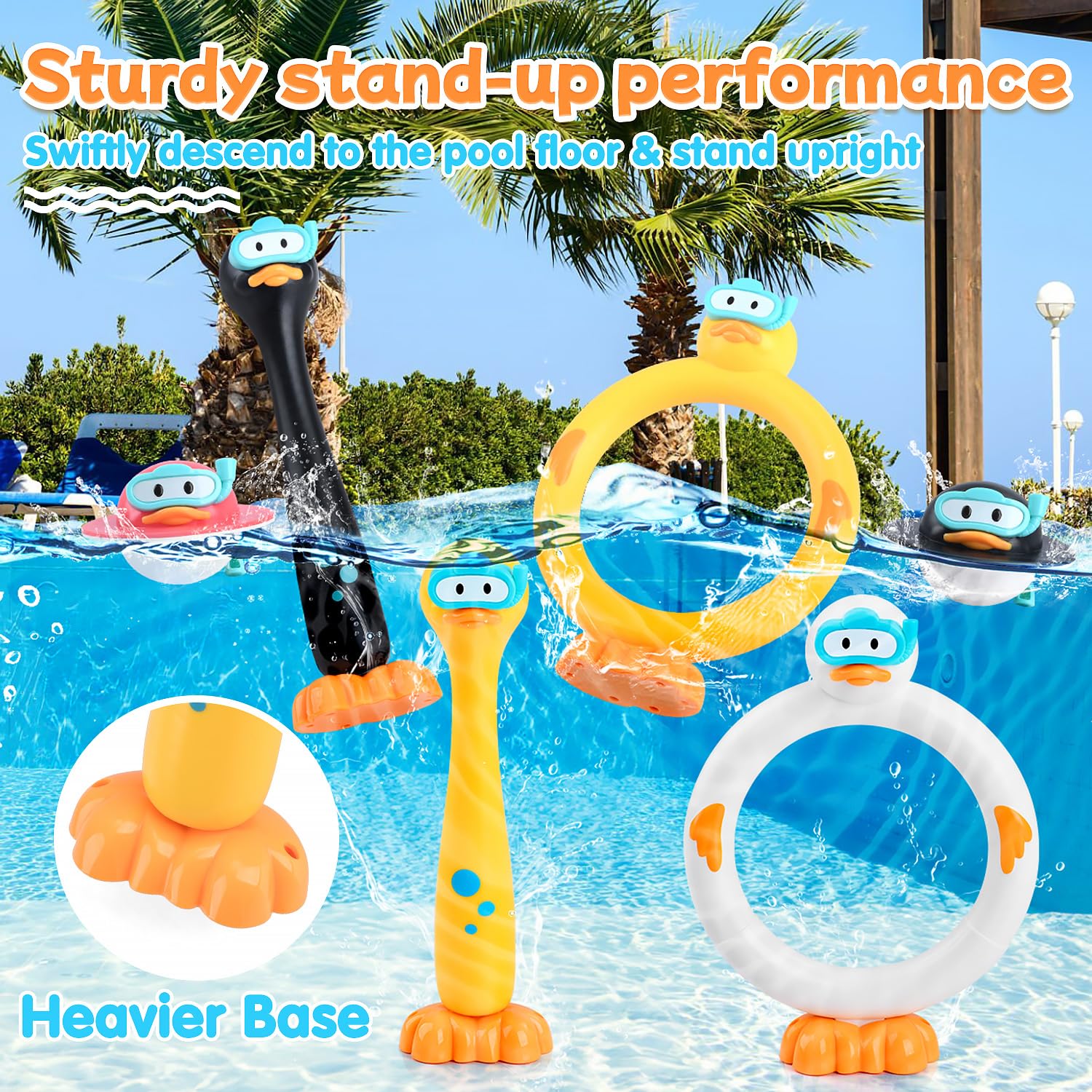 **9 PCS Kids Pool Diving Toys Set - Colorful Swimming Diving Rings & Duck Dive Sticks for Ages 4-12 - Fun Outdoor Underwater Games for Summer Pool Parties & Family Swim Time**