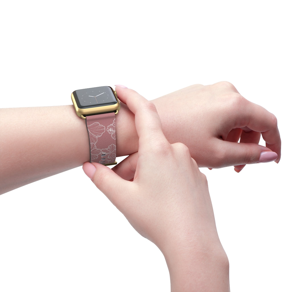 Premium Hibiscus Mauve Apple Watch Band - Soft Silicone Strap for Women & Men - Compatible with All Apple Watch Models - Perfect for Workouts, Running & Everyday Wear