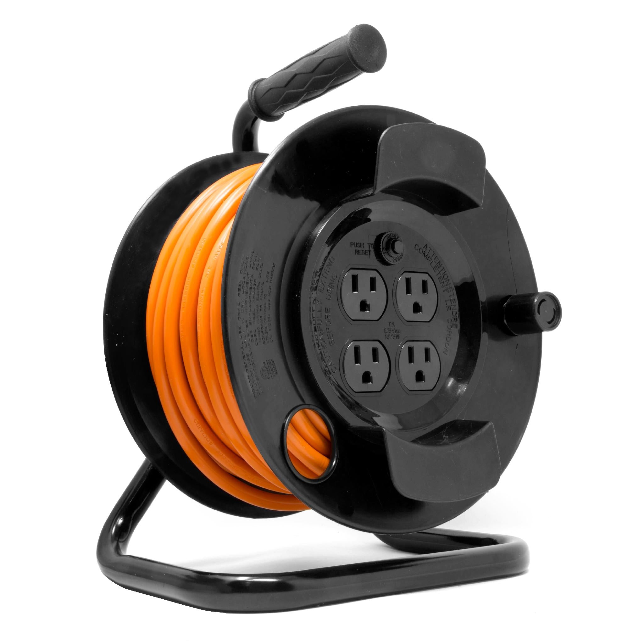 WEN PC5043R 50ft 14 Gauge Heavy Duty SJTW Outdoor Extension Cord Reel with Lighted NEMA 5-15R Outlet - Perfect for Power Tools, Holiday Lights & Outdoor Equipment