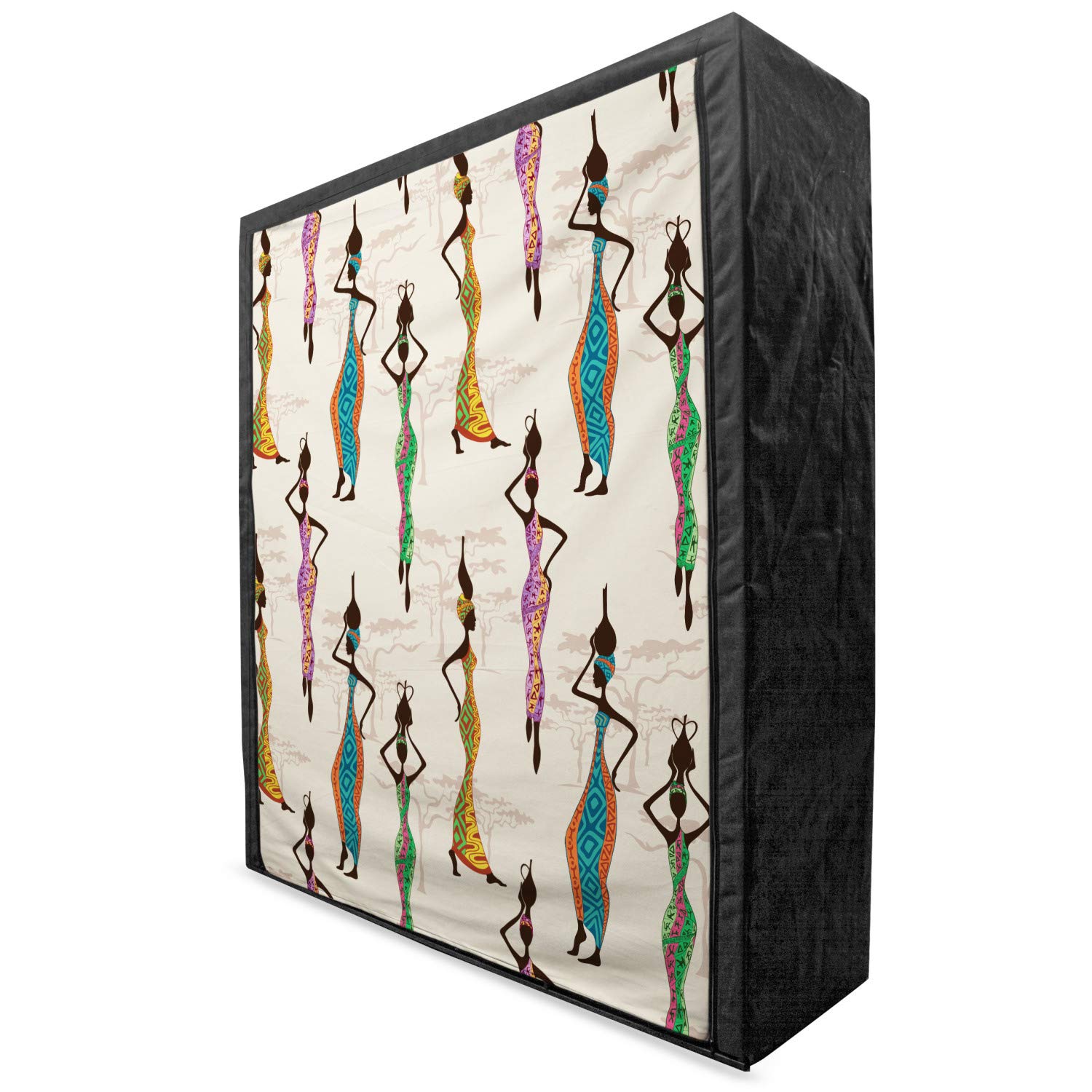Ambesonne African Portable Fabric Wardrobe - Vintage Ladies in Traditional Dress Art Print, 59