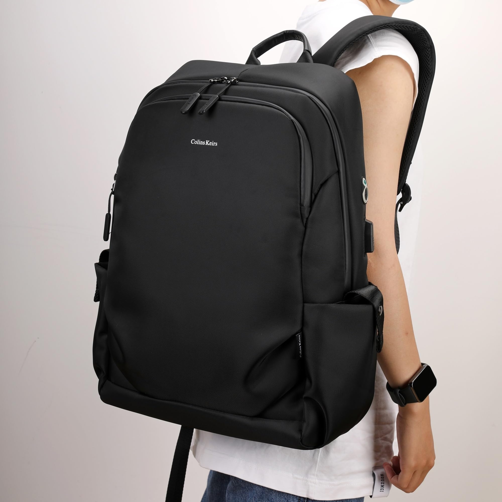 17.3 Inch Laptop Backpack for Men - Business Travel Computer Backpack with USB Charging Port & Headphone Jack - 25L Waterproof Anti-Theft Bag - Perfect for Work, Commuting & College (Black)
