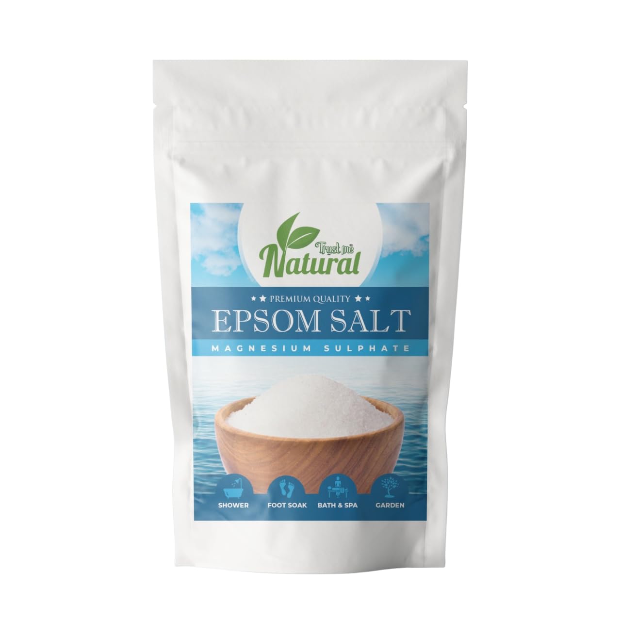 Trust Me Natural Organic Epsom Salt Crystals - 1kg for Muscle Relief, Foot Soak & Pain Relief | Magnesium Sulfate Bath Soak for Relaxation & Gardening | Perfect for Spa, Post-Workout Recovery & Plant Care