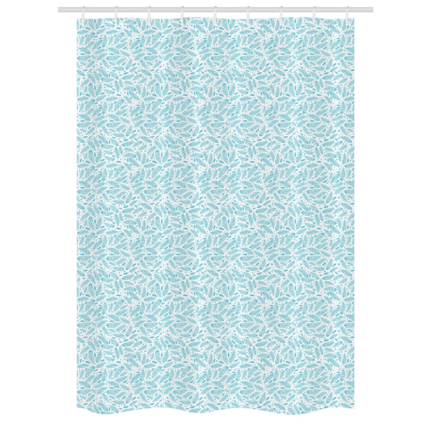 Ambesonne Vintage Feather Shower Curtain Set - Monochrome Quill & Sun Design, 54x78 Inches, Pale Blue & White - Waterproof Fabric Bath Curtain with Hooks for Bathroom Decor, Spa & Guest Bathroom Upgrade