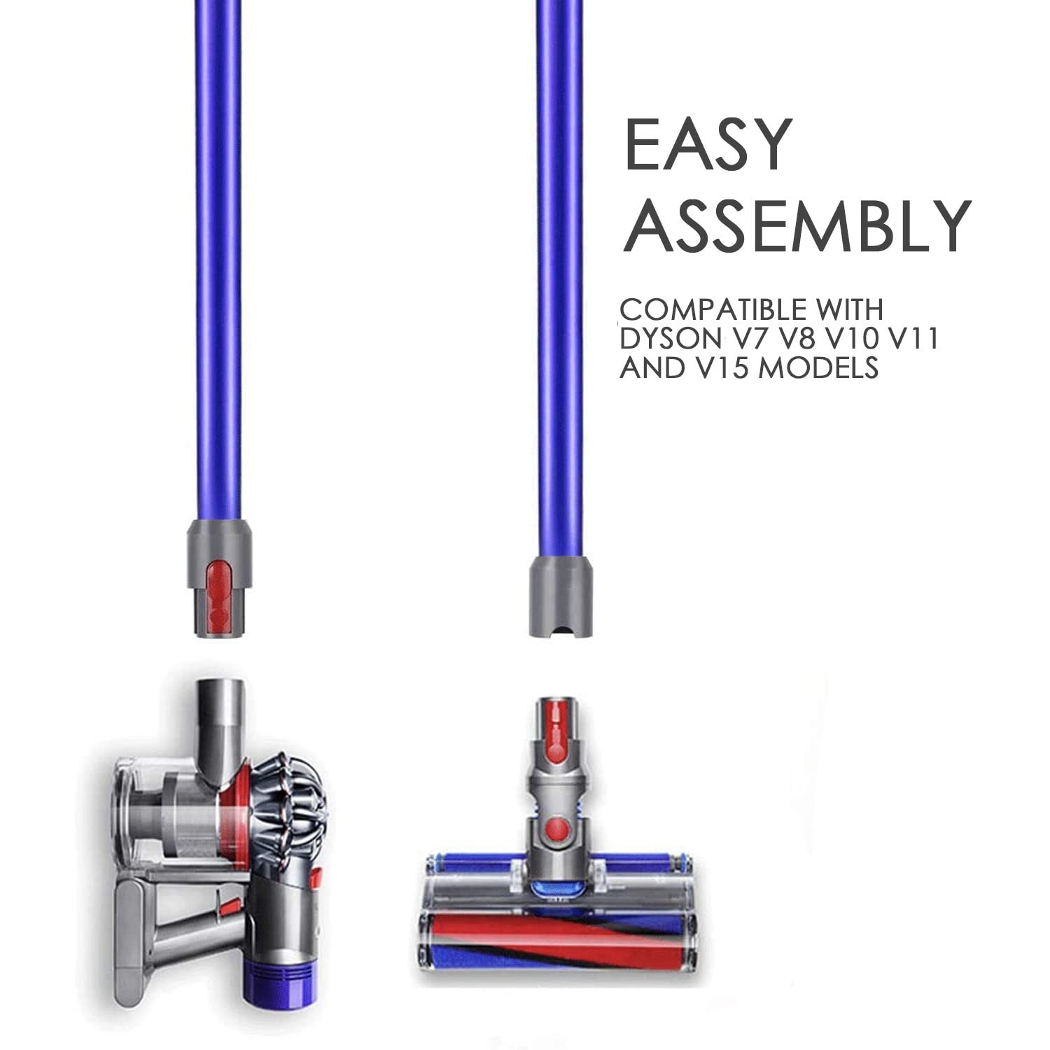 Dyson V7 V8 V10 V11 V15 Replacement Wand Extension Tube - Quick Release Accessory for Cordless Stick Vacuum Cleaners (Blue) | Perfect for Hard Floors, Carpets & Stairs Cleaning