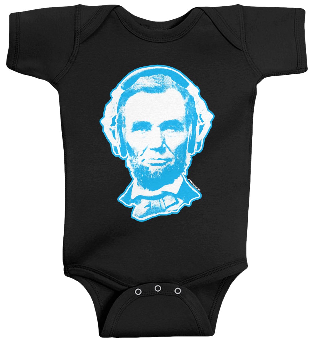 Threadrock Baby Boys' Abraham Lincoln Headphones Infant Bodysuit - Cute Graphic Onesie for Newborns & Infants - Perfect for Playtime, Photo Shoots & Holiday Gifts