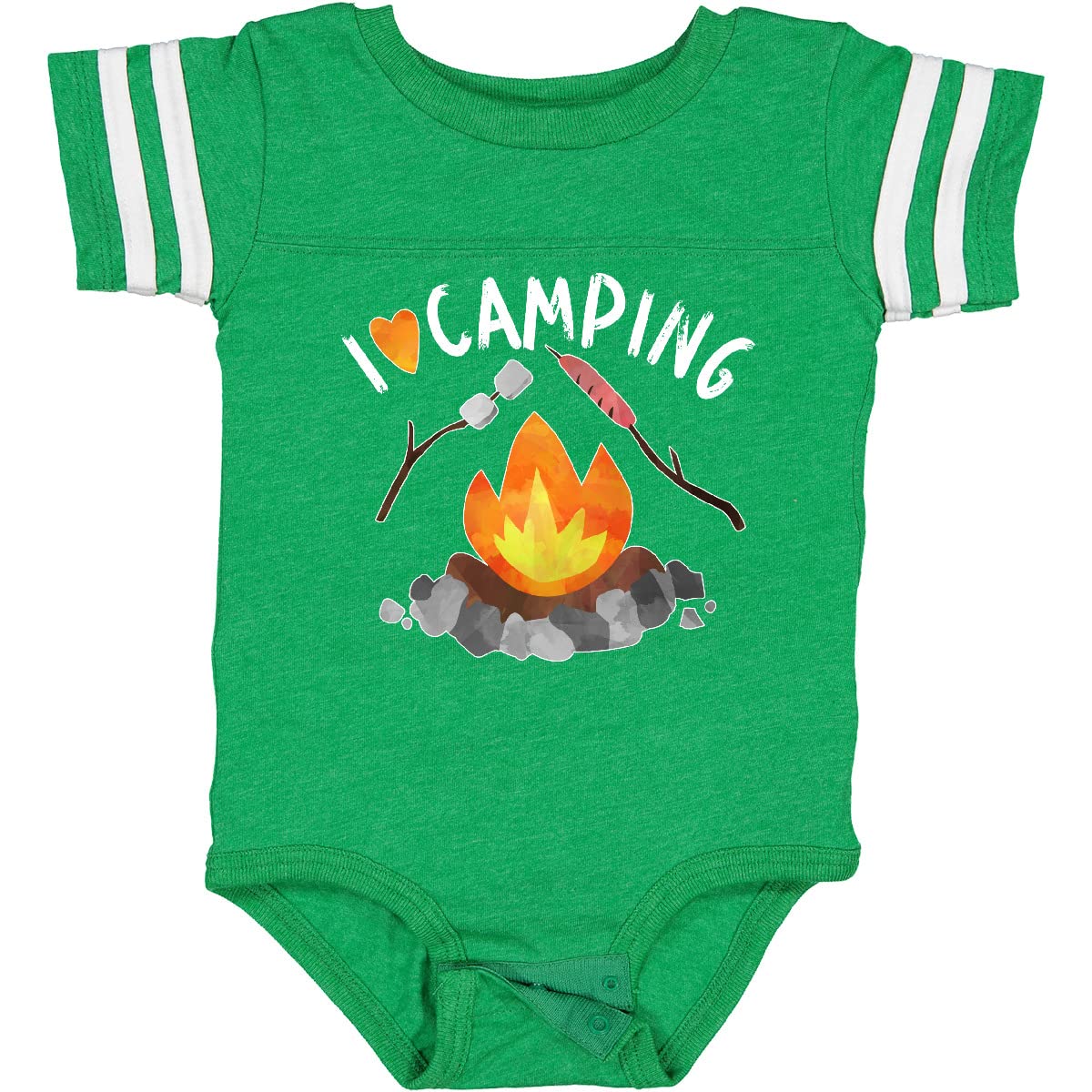 Inktastic I Love Camping Baby Bodysuit - Cute Campfire, Hot Dog & Marshmallows Design - Perfect for Outdoor Adventures, Family Trips & Baby Photoshoots