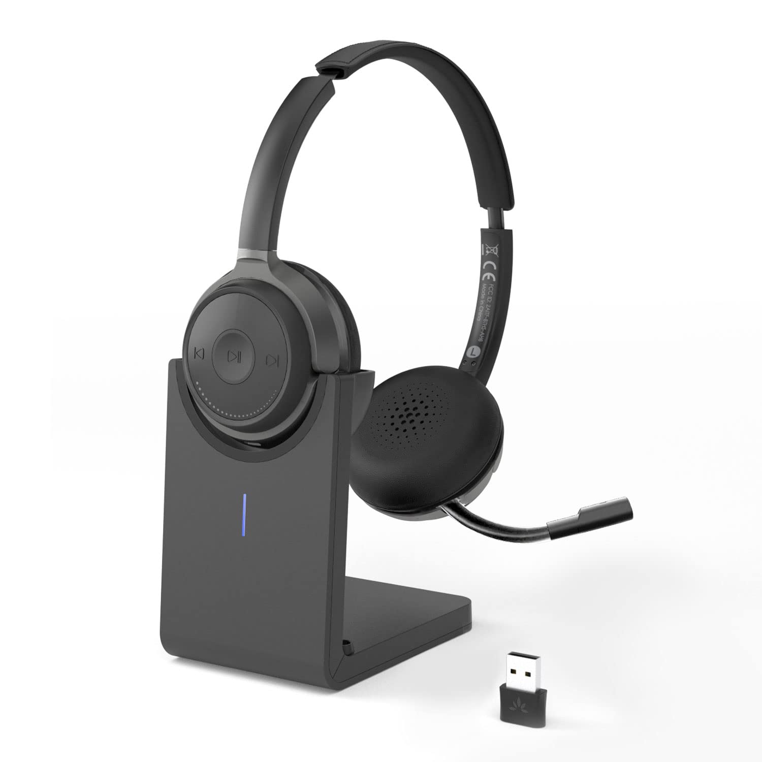 Avantree Alto 8060 Wireless Bluetooth Headset with Smart Noise Canceling Mic - Crystal Clear Calls in Noisy Environments | Sidetone Support | USB Adapter for PC/Laptop | Perfect for Office, Call Centers & Remote Work