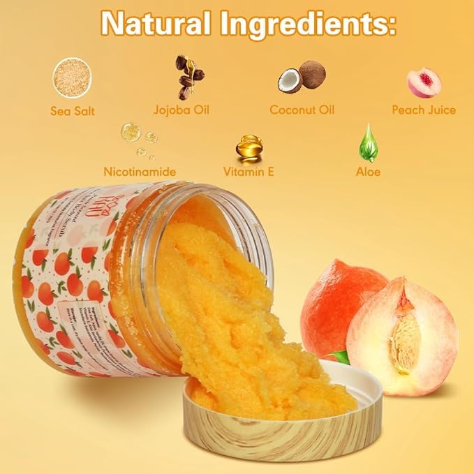 KAV 4 Pack Natural Salt Body Scrub - Exfoliating Face & Body Scrub for Moisturizing Skin, Dead Cell Removal & Relaxation | Spa Treatment, Skin Rejuvenation, At-Home Self Care