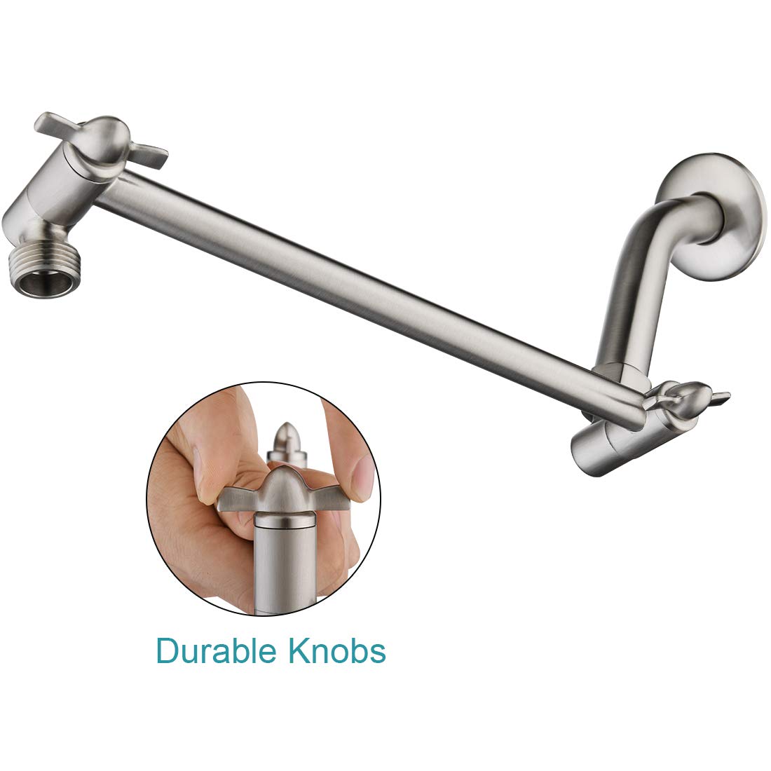 BRIGHT SHOWERS 2-in-1 Shower Head Combo - Fixed & Handheld Shower with 6 Settings, 6/10 Inch Adjustable Arm - Brushed Nickel Finish for Bathroom & Spa Experience