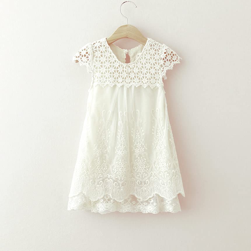 Vintage Crochet Lace Flower Girl Dress for Toddlers - Elegant Boho Party Dress for Weddings, Baptisms & Special Occasions