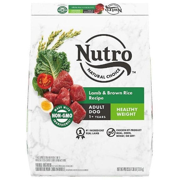 Nutro Natural Choice Lamb & Brown Rice Healthy Weight Adult Dry Dog Food - 30lb Bag for Weight Management & Digestive Health | Perfect for Overweight or Less Active Dogs